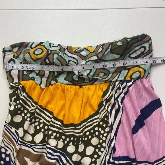 Diane von Furstenberg Silk Abstract Print Babydoll Strapless Dress Women's 4 Y2K - Picture 7 of 10